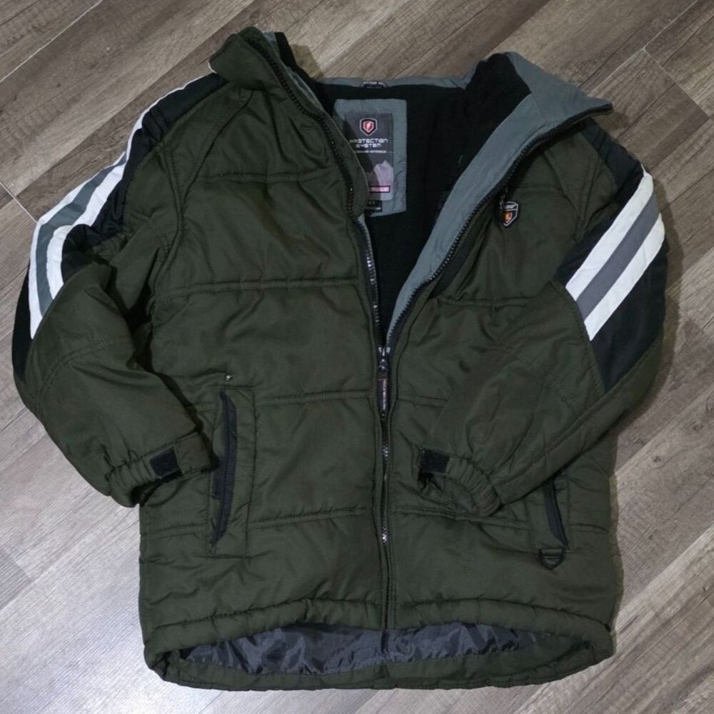Protection System Boys Size 8 Insulated Puffer Jacket Green Black